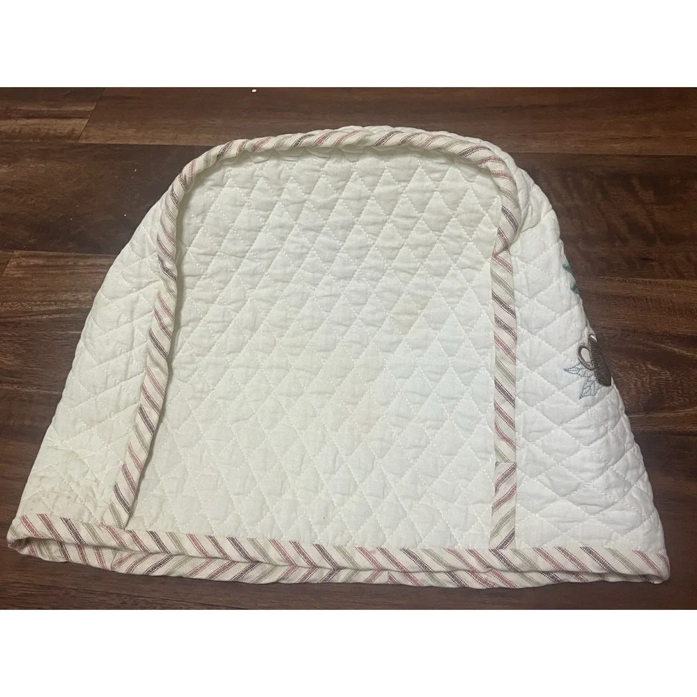 Vintage 1980s Embroidered Quilted Cotton Appliance Cover Coffee Maker Blender